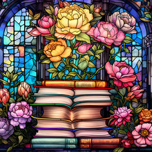 Load image into Gallery viewer, Stained Glass Book-Full Round Diamond Painting-30x30cm
