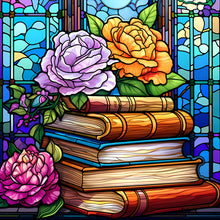 Load image into Gallery viewer, Stained Glass Book-Full Round Diamond Painting-30x30cm
