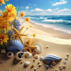 Sunflower Beach-Full Round Diamond Painting-30x30cm