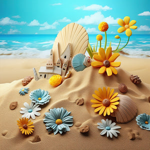 Sunflower Beach-Full Round Diamond Painting-30x30cm