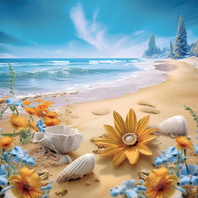 Load image into Gallery viewer, Sunflower Beach-Full Round Diamond Painting-30x30cm
