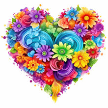 Load image into Gallery viewer, Heart Flower-Full Round Diamond Painting-30x30cm
