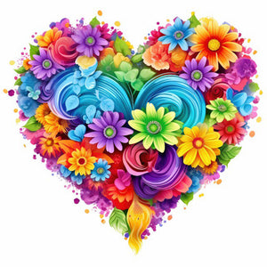 Heart Flower-Full Round Diamond Painting-30x30cm