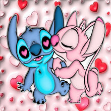 Load image into Gallery viewer, Stitch And Girlfriend-Full Round Diamond Painting-30x30cm
