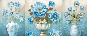 5-pictures Blue vase - Full Drill Diamond Painting - 92x45cm