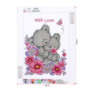 Couple Bear-Special Shaped Crystal Diamond Painting-30*40cm
