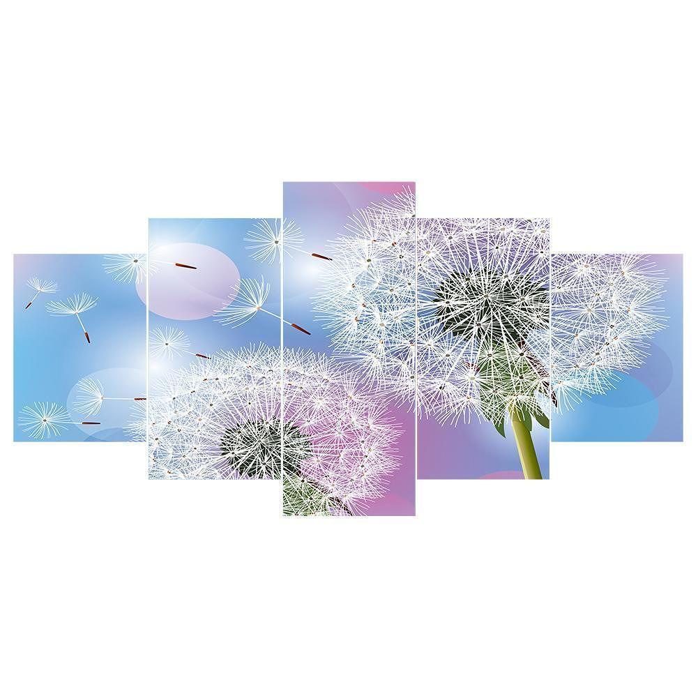 5-pictures Dandelion - Full Drill Diamond Painting - 95x45cm