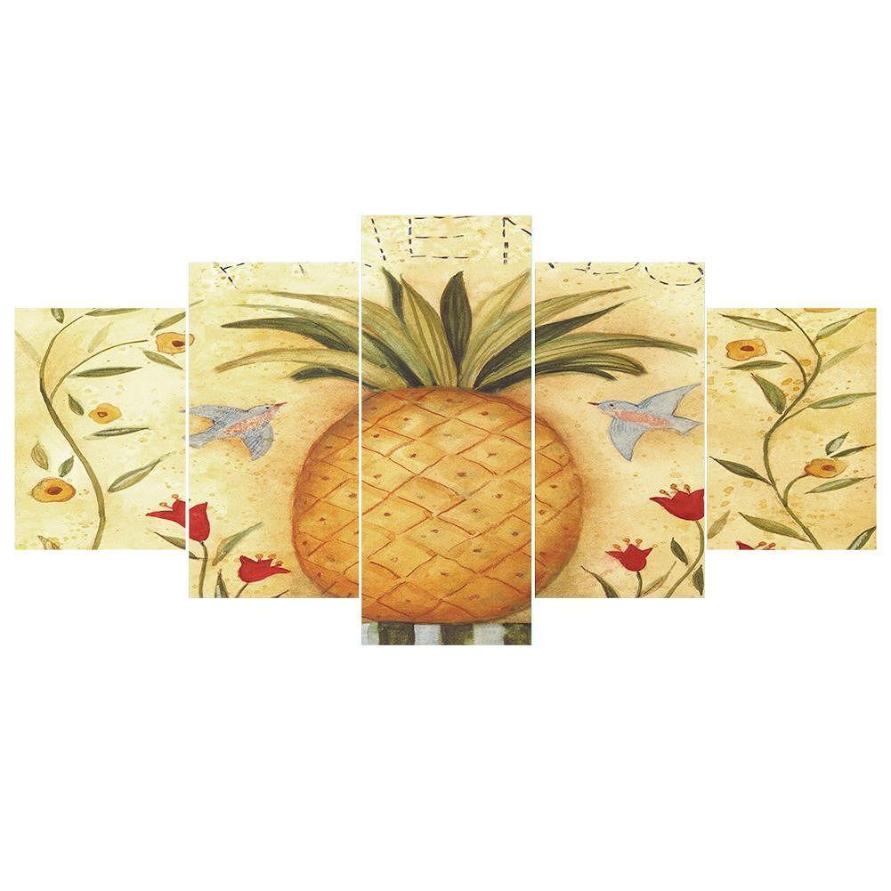 5-pictures Pineapple - Full Drill Diamond Painting - 95x45cm