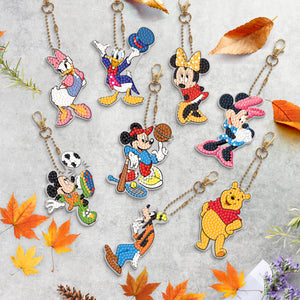 8pcs Mickey Mouse Double Sided Keychain