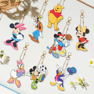 8pcs Mickey Mouse Double Sided Keychain