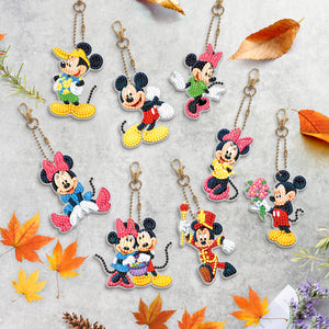 8pcs Mickey Mouse Double Sided Keychain