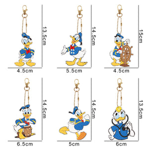 6pcs Donald Duck Double Sided Keychain