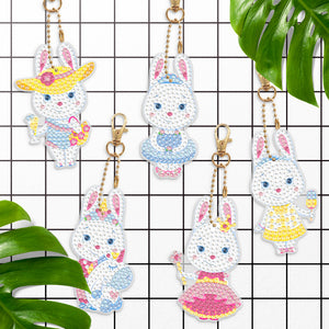 5pcs Rabbit Double Sided Keychain