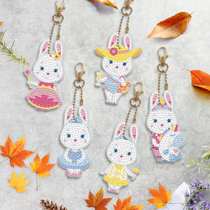 5pcs Rabbit Double Sided Keychain