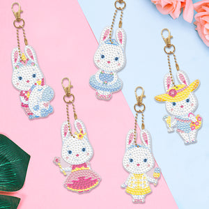 5pcs Rabbit Double Sided Keychain