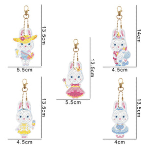 5pcs Rabbit Double Sided Keychain