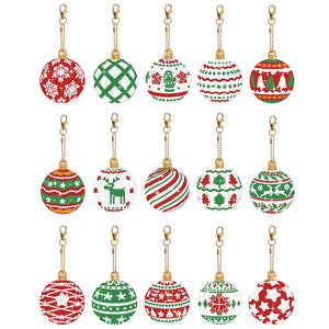12Pcs/Set Christmas-Double Side Drill-Diamond Keychain